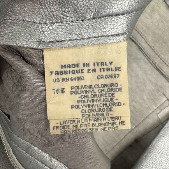 Vintage 90s Silver Faux Leather Pants – High Waist, Tapered Fit - Picture 4 of 6